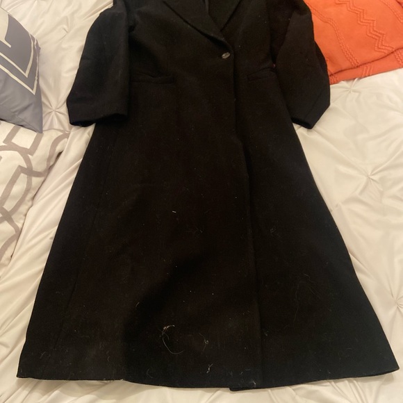 Black wool long waist cinch coat - Picture 4 of 7